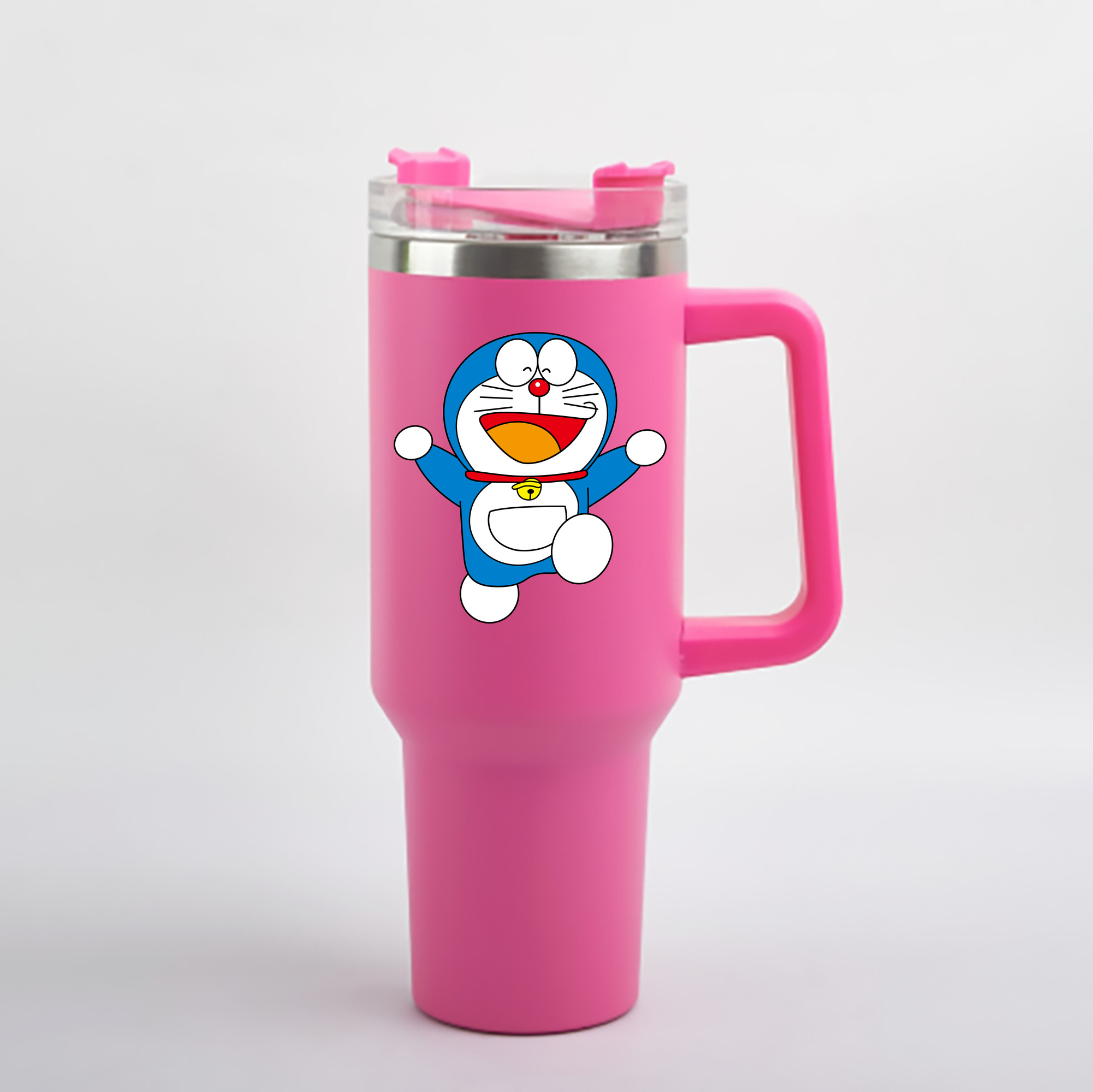 （画像用） ドラえもん Doraemon 1200mL車用タンブラー - クリスタルステッカー（プラスチックストロー付き）